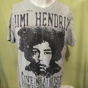 Jimi Hendrix Live in Concert 2013 Men's V Neck Light Gray Shirt CLC Large